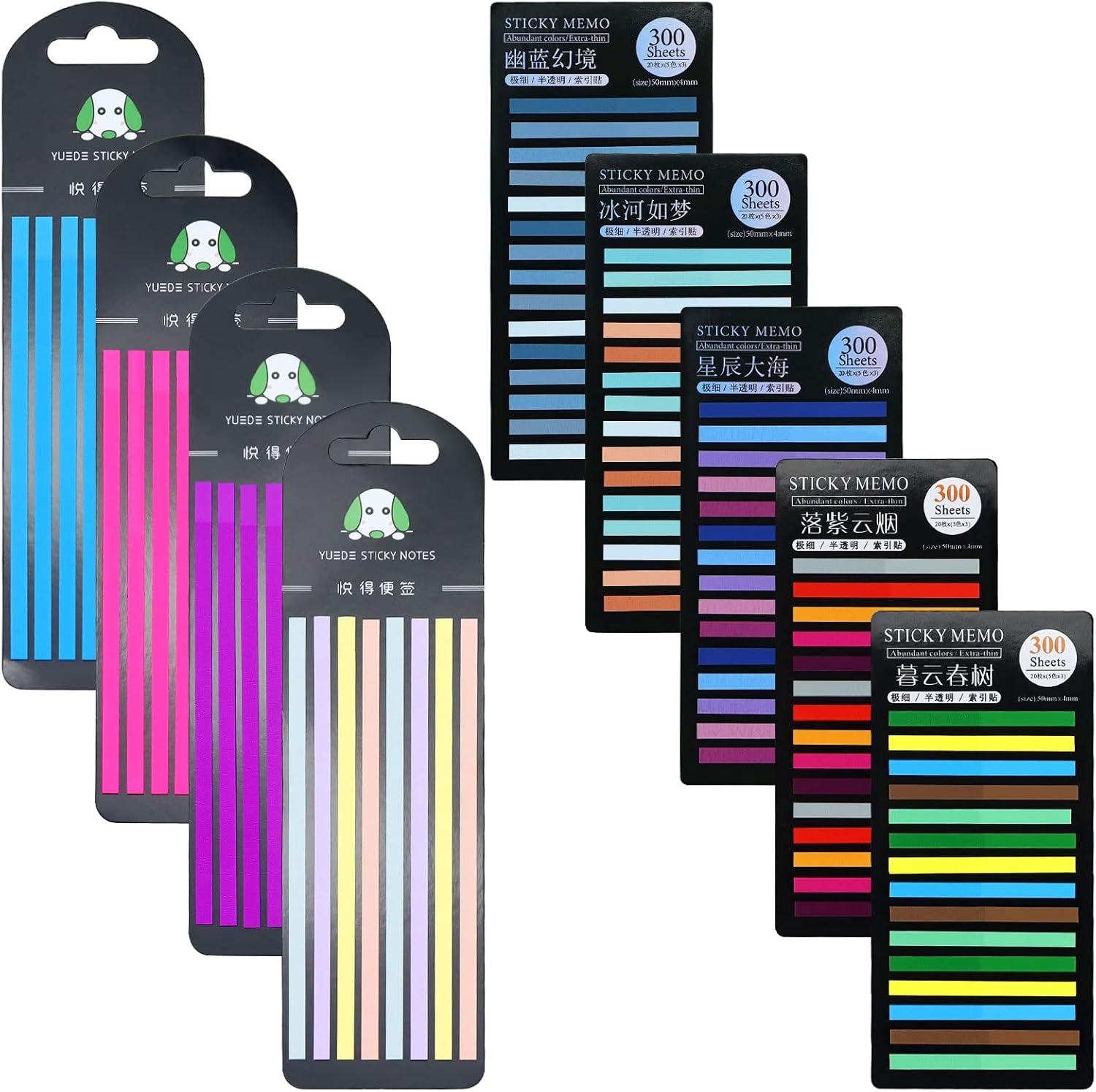 MultiBey 2140Pcs Short & Long Highlighter Strips, Transparent