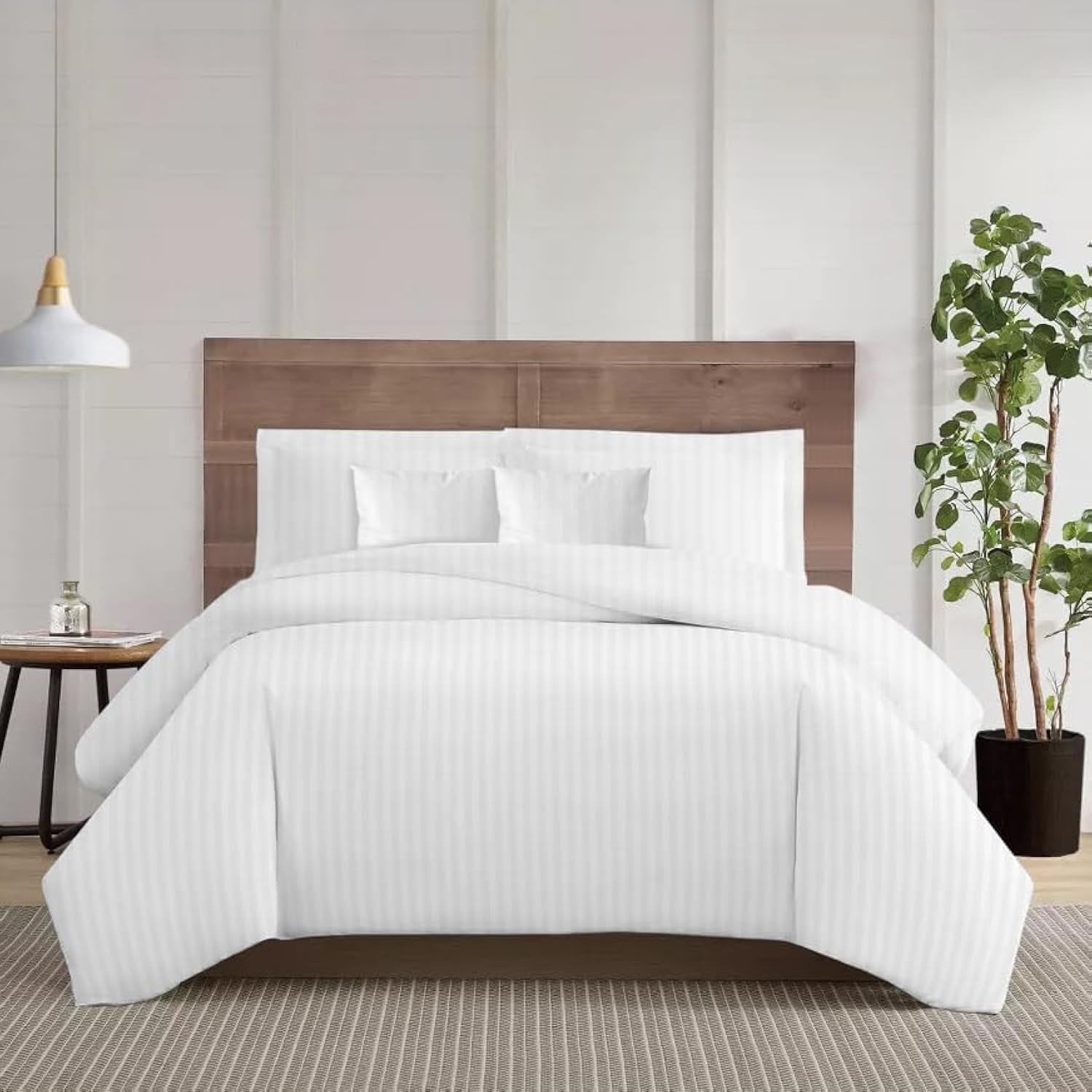 Sleep Well 6-Piece Comforter Set 100% Microfiber- 1pc comforter (220x240cm), 1pc flat sheet (220x240cm), 2pcs pillowcase (50x75+17cm), 2pcs filled cushions (45x45cm) - White