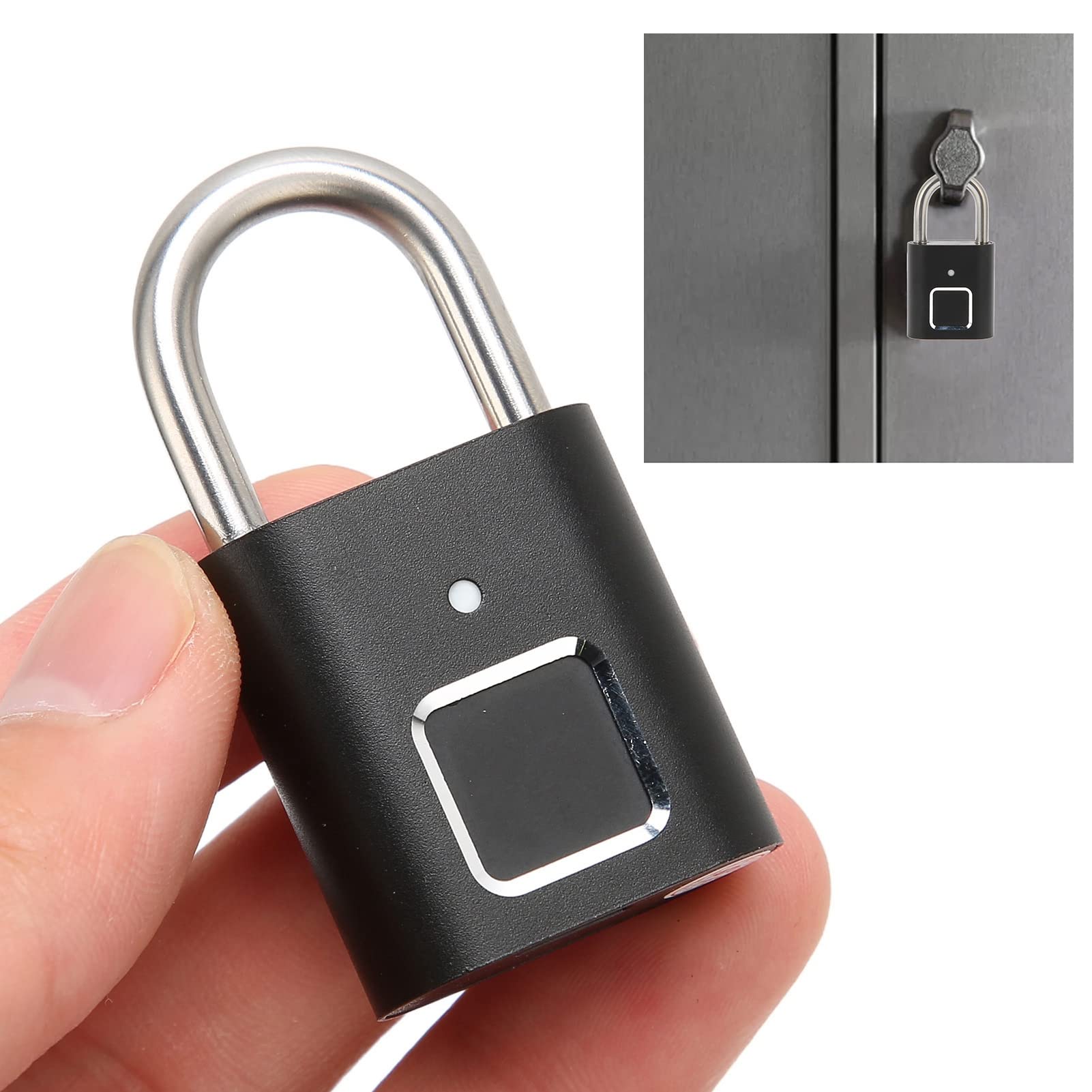 Inteligentna kłódka z czytnikiem linii papilarnych, zabezpieczenie biometryczne blokada cyfrowa Wodoszczelne ładowanie USB do walizek Torebki Szafki szkolne