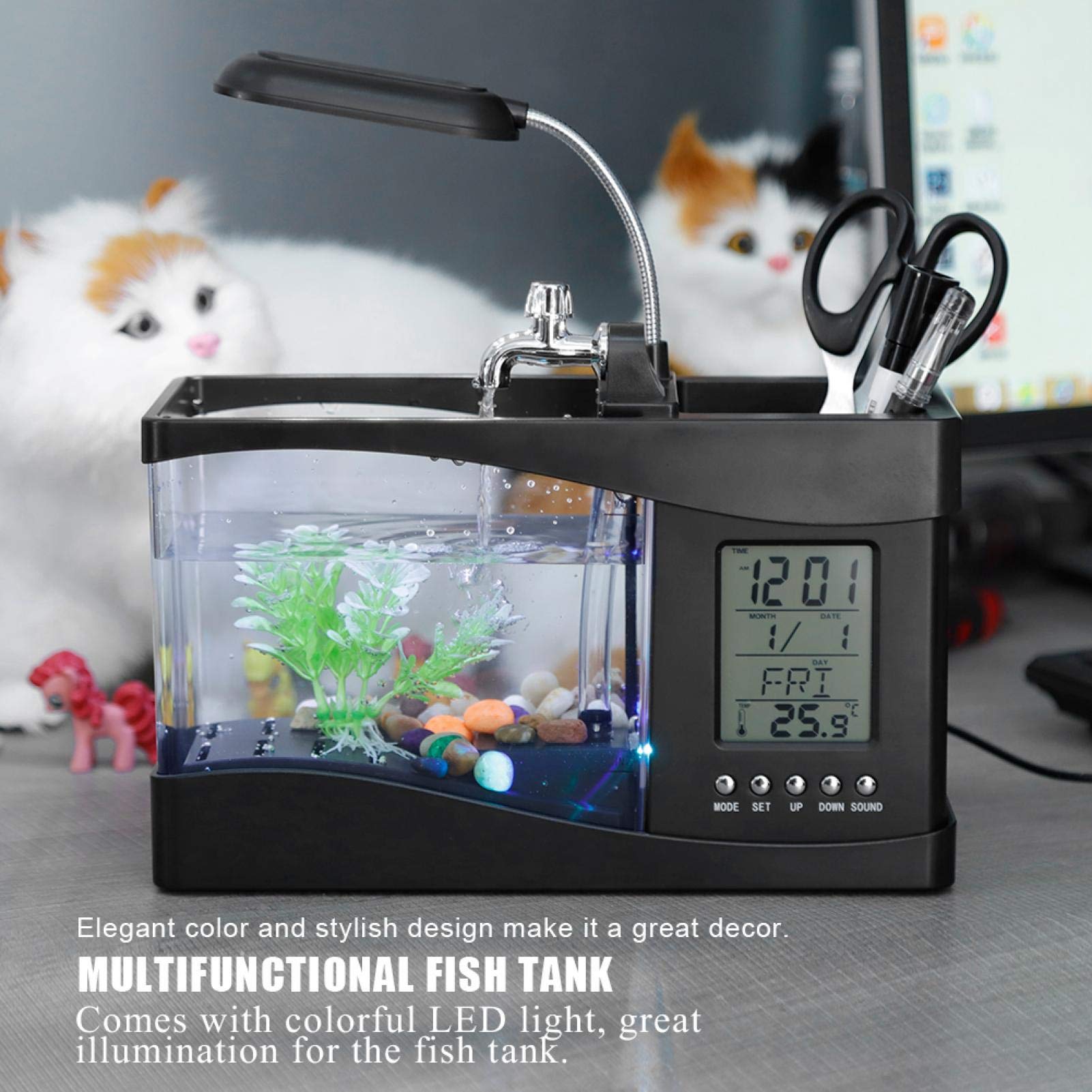 Petit Aquarium Avec Pompe USB – Pour Bureau, Maison, Chambre – Élevage Poissons Betta, Crevettes – Décoration Apaisante - 9