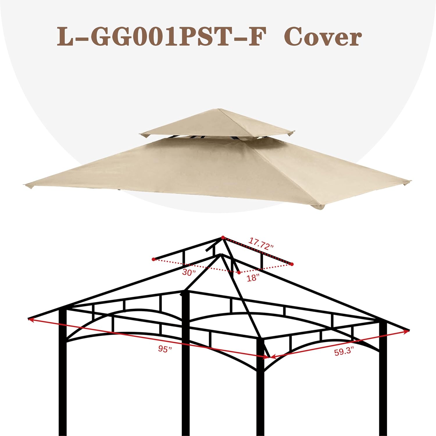 SCOCANOPY Upgraded Ripstop Fabric Replacement Canopy Grill BBQ Gazebo Roof Top, for Gazebo Model L-GG001PST-F,(Light Beige Ripstop) thumbnail