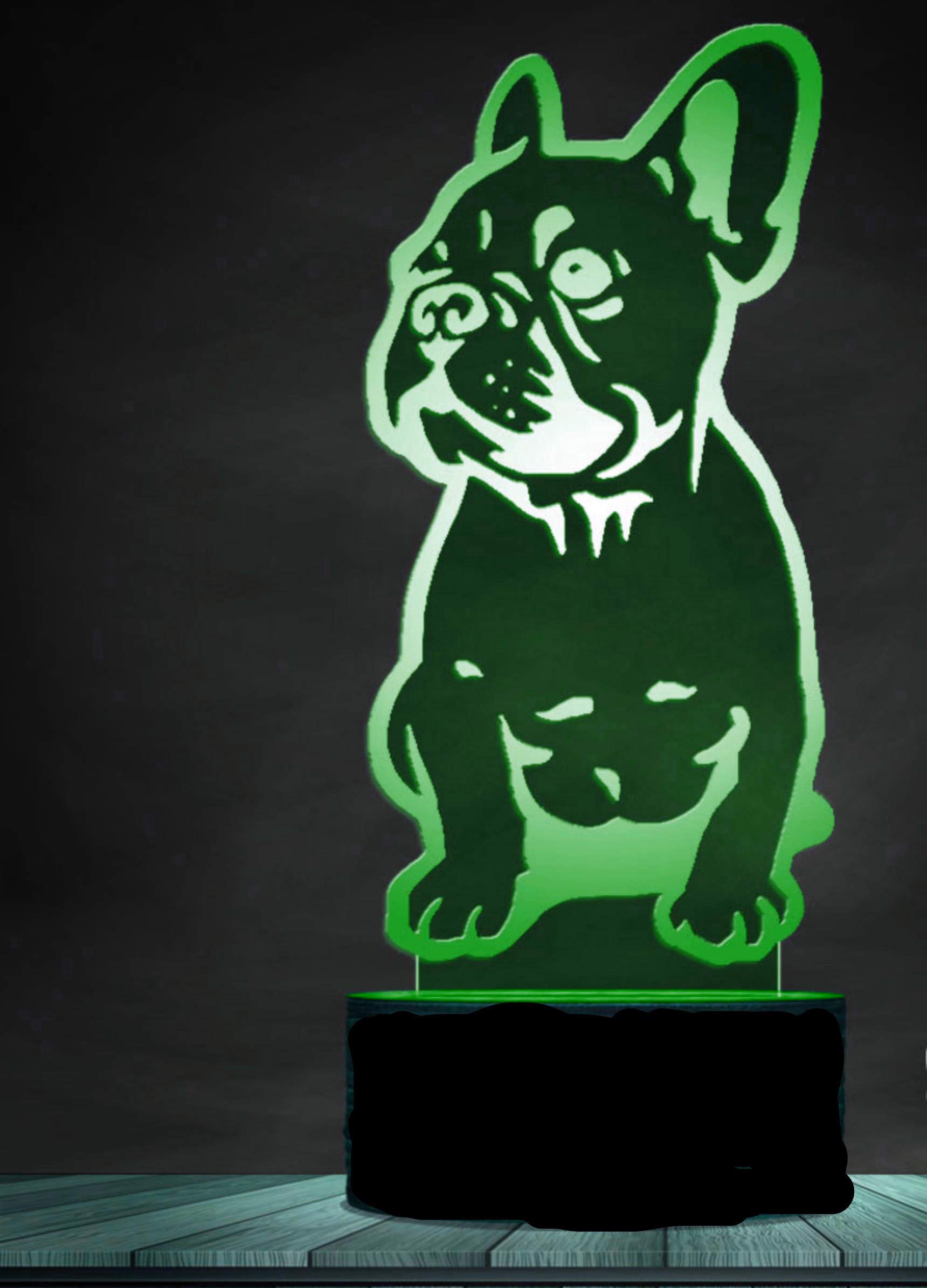 Luce notturna artistica Beagle, lampade da tavolo a LED a tema cane carino, luce notturna da tavolo in resina colorata Bulldog francese,decorazione d'interni vintage con animali
