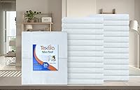 Vista 2 de Toallas de mano básicas de 16 x 26 pulgadas, paquete de 24 unidades, color blanco, toallas de algodón multiusos suaves y absorbentes, para baño