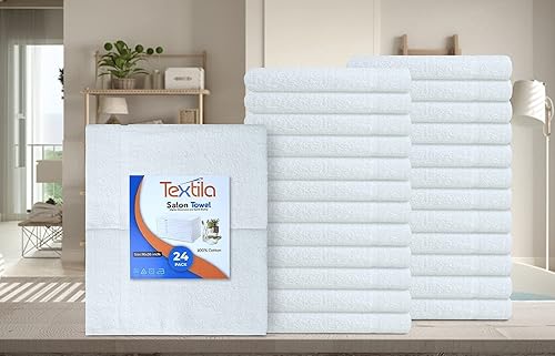 Miniatura 2 de Toallas de mano básicas de 16 x 26 pulgadas, paquete de 24 unidades, color blanco, toallas de algodón multiusos suaves y absorbentes, para baño,