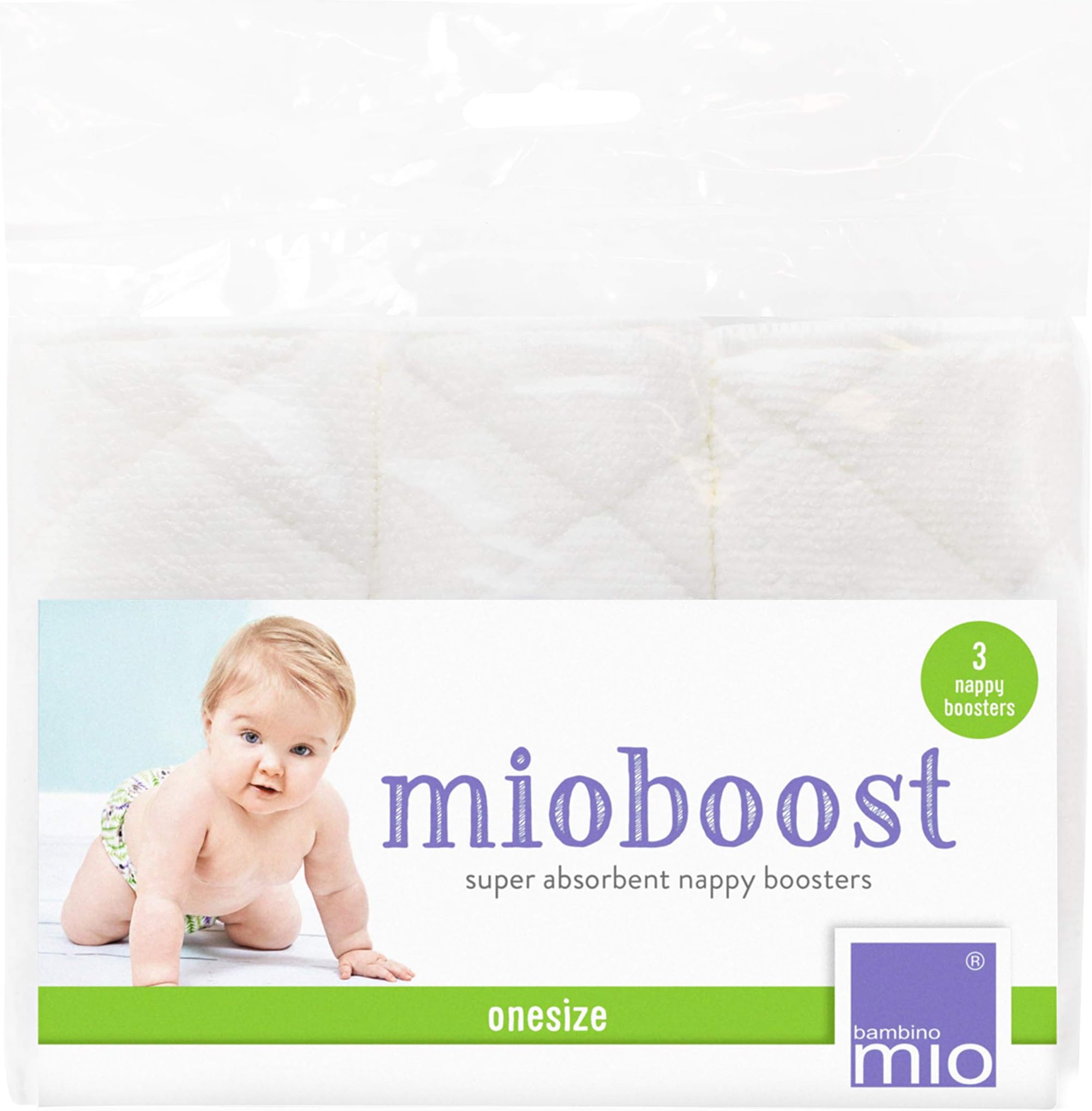 Mioboost Classic Flat Nappy Insert to Maximise Absorbency, White, 3 (Pack of 1)
