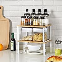 Vista 55 de SONGMICS Cabinet Organizer Shelf, Set of 4 Kitchen Counter Shelves, Kitchen Storage, Spice Rack, Stackable, Expandable, Metal and Engineered Wood