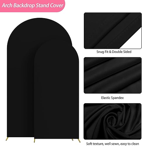 Miniatura 3 de Putros Juego de 2 fundas para arco de boda, de elastano, ajustadas, para parte superior redonda, para decoración de bodas, cumpleaños, fiestas, 7.2