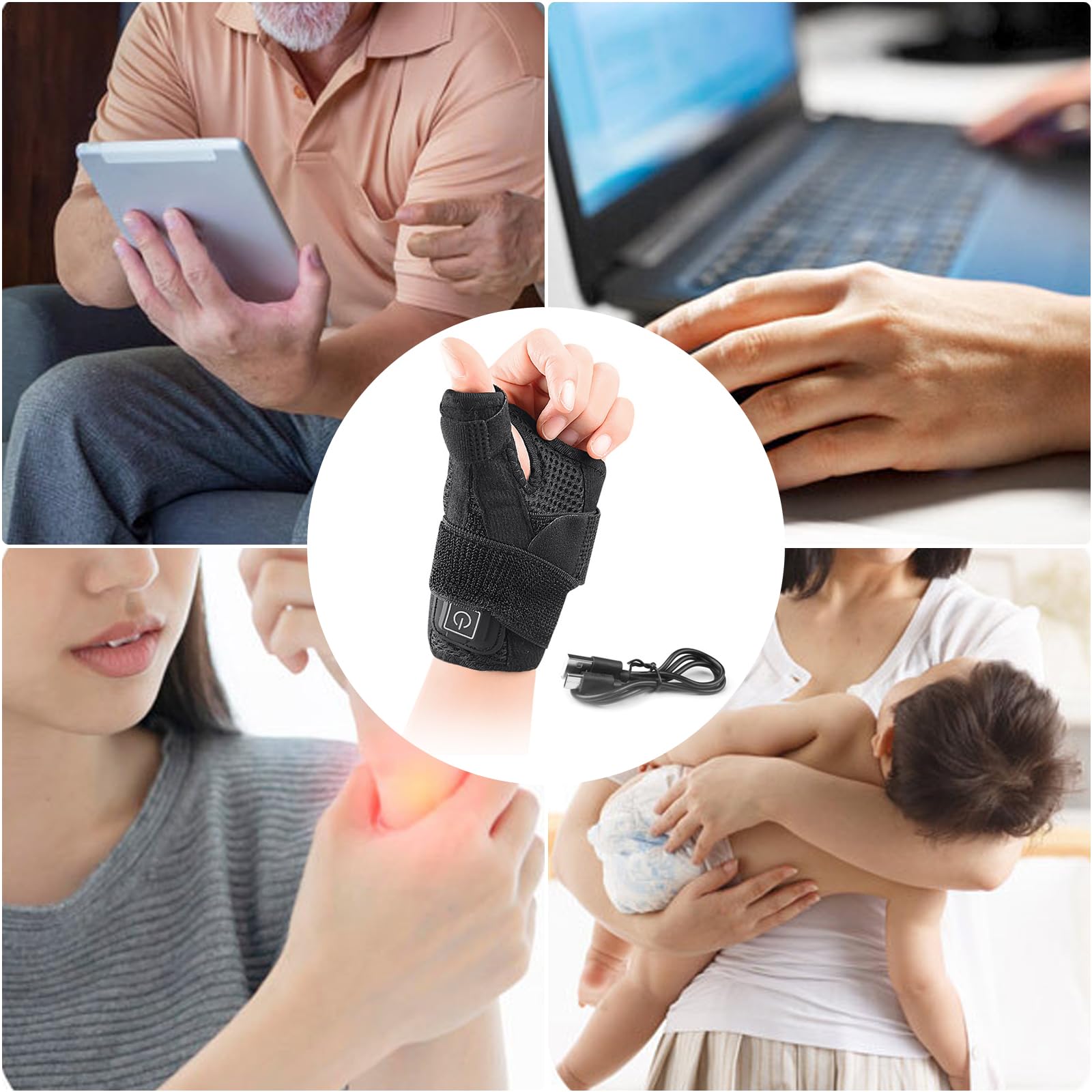 Muñequera térmica para muñeca con calefacción por USB, práctica muñequera térmica para trabajadores de oficina