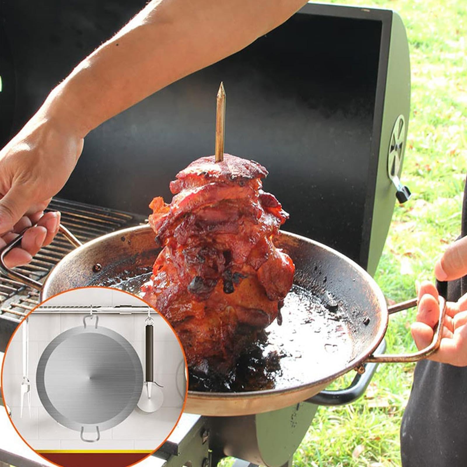 Pionowy stojak na szpikulce ze stali nierdzewnej – brazylijski grill El Pastor Rożen – wytrzymała pionowa patelnia do pieczenia na szaszłykach, idealna do grillowania i gotowania na świeżym powietrzu