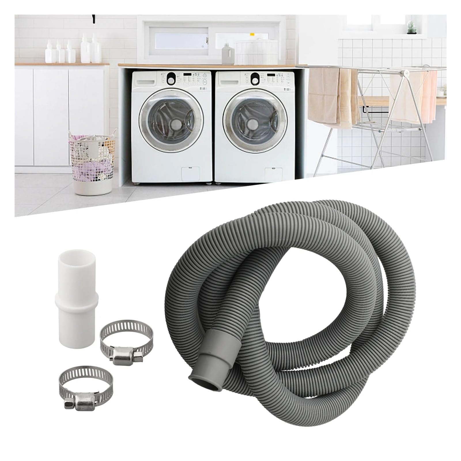 1,5/2/3/4M PVC lavadora lavavajillas drenaje manguera de residuos tubo de extensión con soporte conjunto lavadora Ablaufschlauch(4m)
