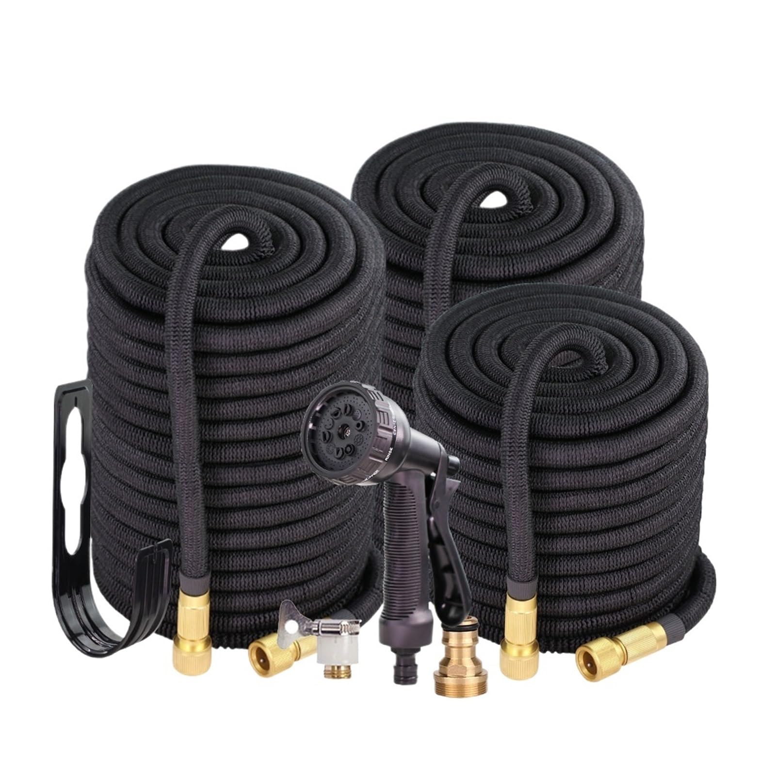 Tubo da giardino, espandibile da giardino, tubo dell'acqua da giardino, doppio connettore in metallo, bobina ad alta pressione, tubi magici per giardino, irrigazione piante agricole e autolavaggio (15