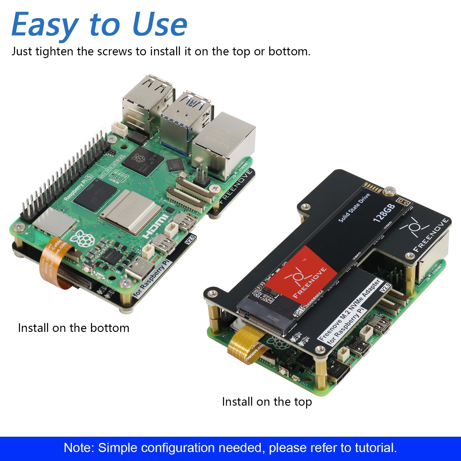 Amazon.co.jp: Freenove M.2 NVMeアダプタV 2はRaspberry Pi 5（128 GB