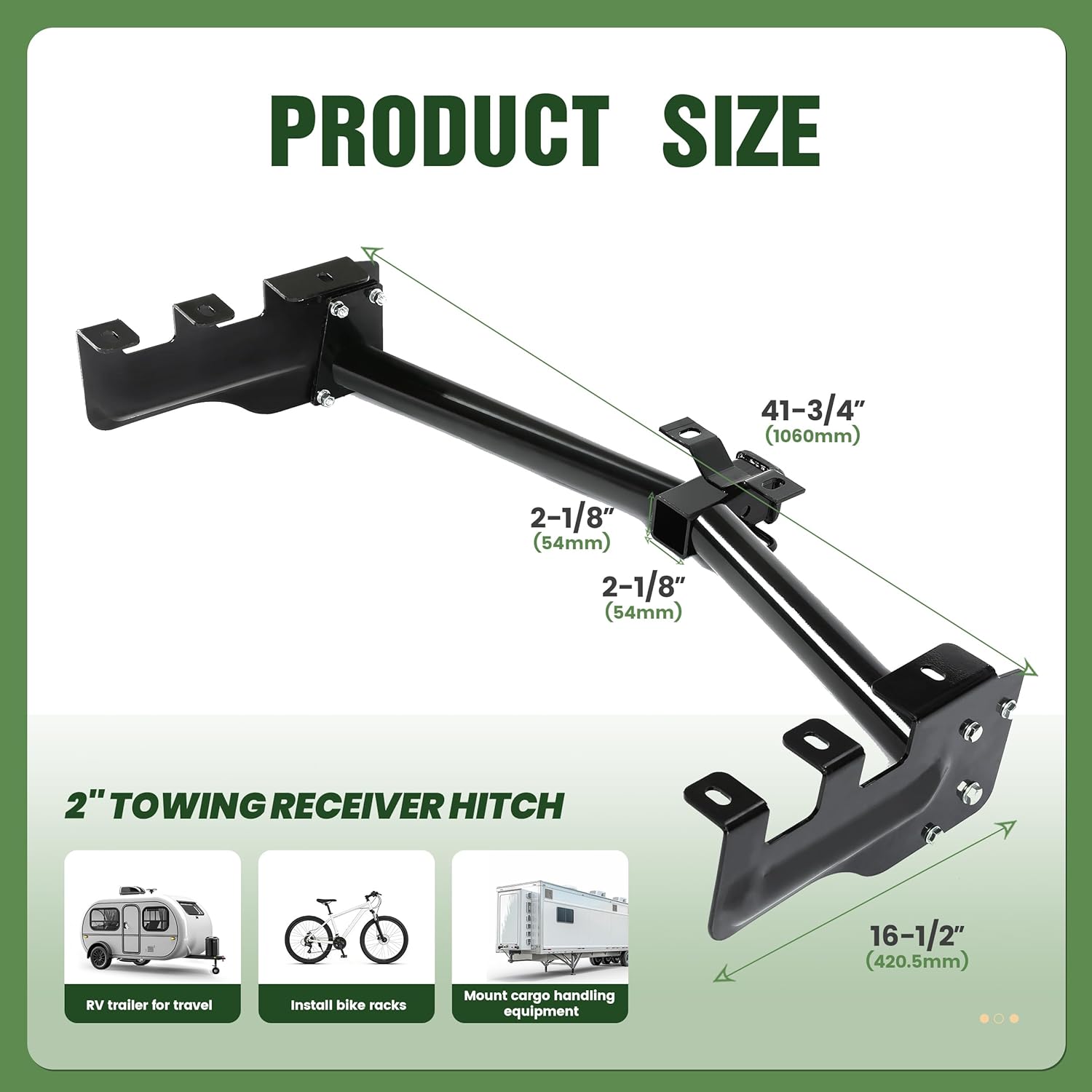 ALMULOO Class 3 Trailer Hitch Compatible with 1999-2013 Chevrolet Silverado GMC Sierra 1500 2" Receiver Black Steel Replacement for 44563