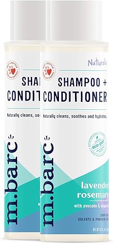 Miniatura 1 de M.BARC Naturals Champú y acondicionador para mascotas para perros y gatos, 16 onzas (paquete de 2 unidades), romero lavanda, elimina la suciedad y