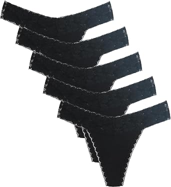 Delcroix Womens Thongs Underwear Super Soft Comfortable Stretch Panties Sexy Lace Thongs For Women 5/10 Pack