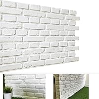 DryInsta Vintage White Matt 3D Faux Brick Wall Panels - FRP Tiles for Interior/Exterior, Realistic Brick Texture, Pack of 4 Covers 32 Sq Ft