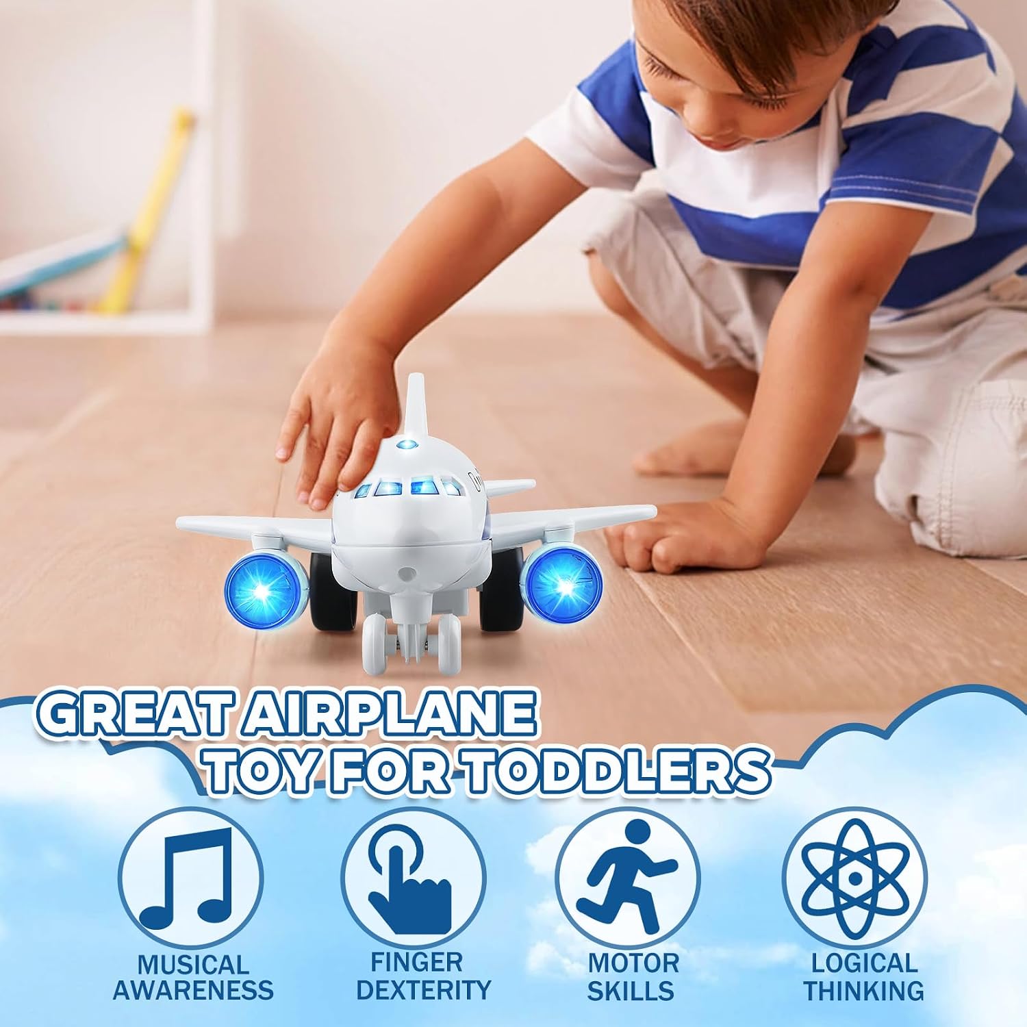 Airplane Toys for Kids, 1:200 Friction Powered Toy Plane with Flashing Lights and Sounds for Kids Boys & Girls Ages 3 4 5 6 7 8 – Christmas Birthday Party Gift image 4