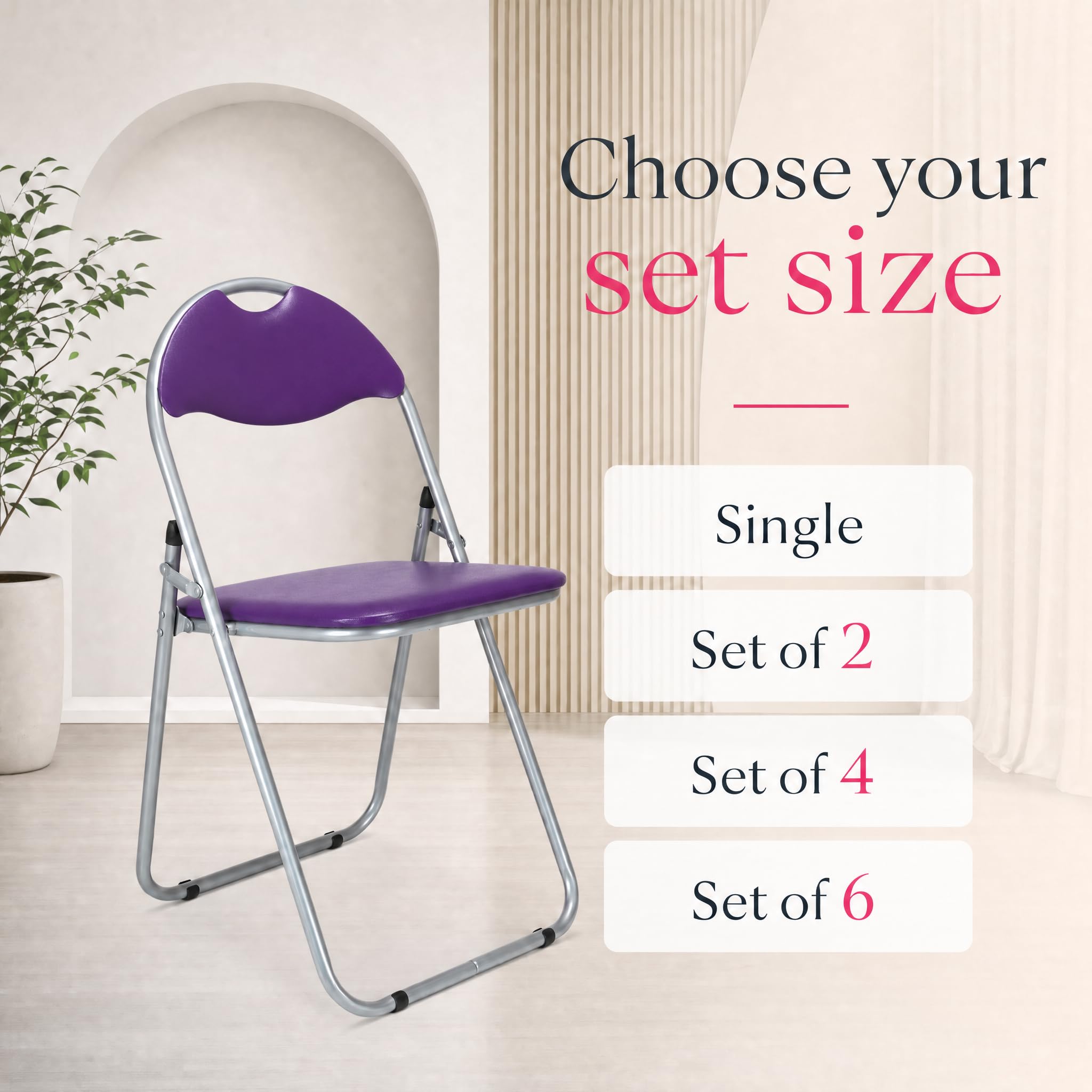 Bravich Candy Folding Chair, Padded Foldable Dining Chair with Steel Frame, Holds 100kg - Image 8