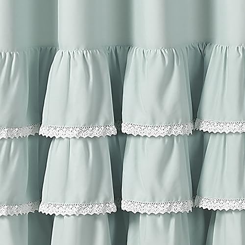 Miniatura 3 de Lush Decor, Cortina de ducha con volantes de encaje azul Ella de 72 x 72 pulgadas