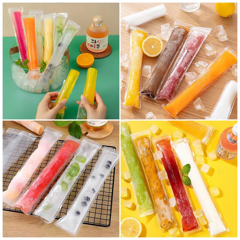 100PCS Bolsas Paleta Hielo con 1 Embudo, Bolsas para Helados, Bolsa de Molde Para Paletas para Paletas de Hielo,Bolsas para Moldes de Helado con Para Yogur, Helado, Jugo