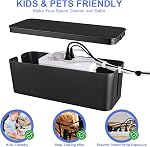 Chouky Cable Organizer Box Set of Three, Power Cover Cord Holder Surge Protector for Desk (Black)
