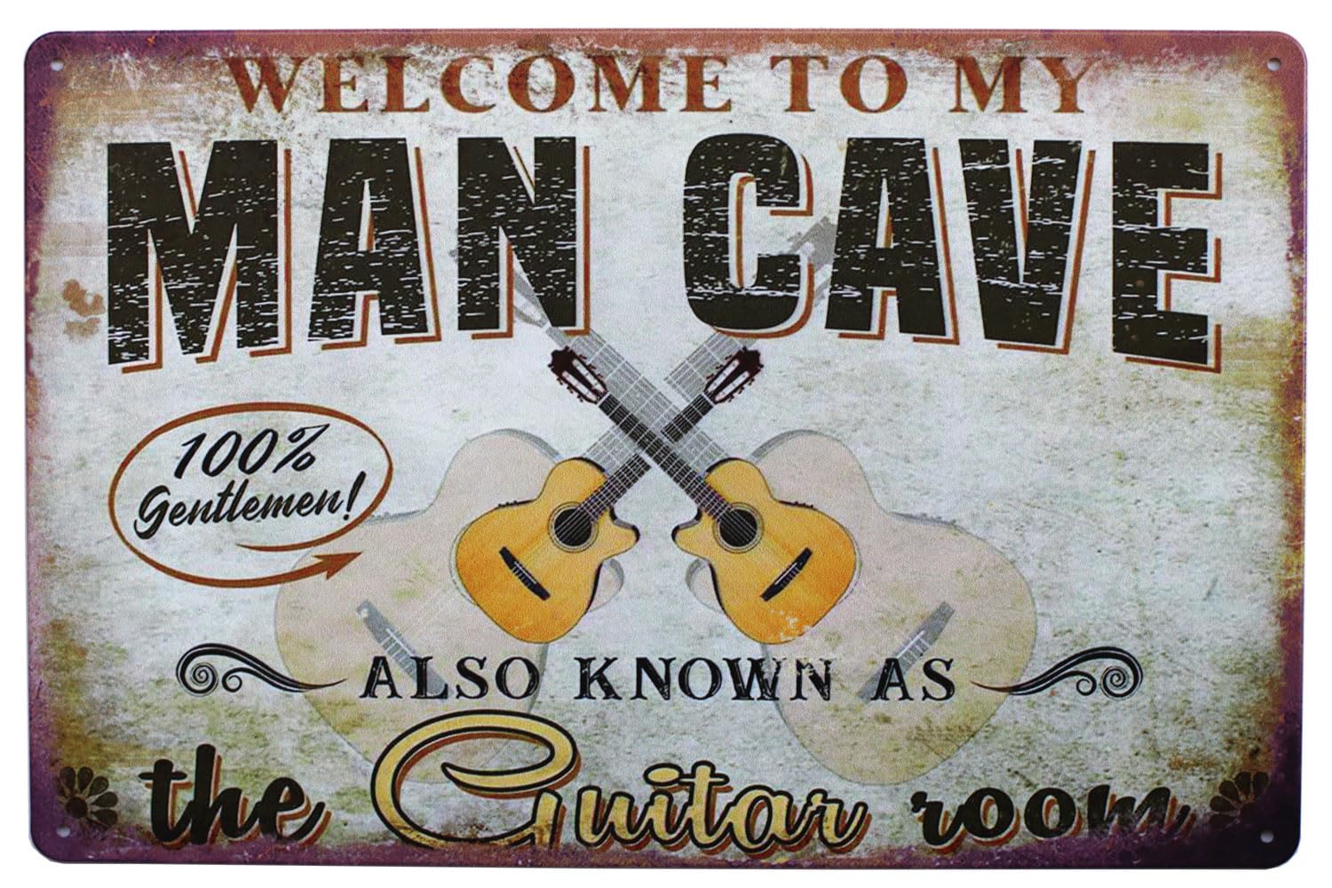 SMAZDFXX Welcome To My Man Cave The Guitar Room, Metal Tin Sign, Vintage Plaque Home Wall Decor Cafes Bar Club 8"x12"