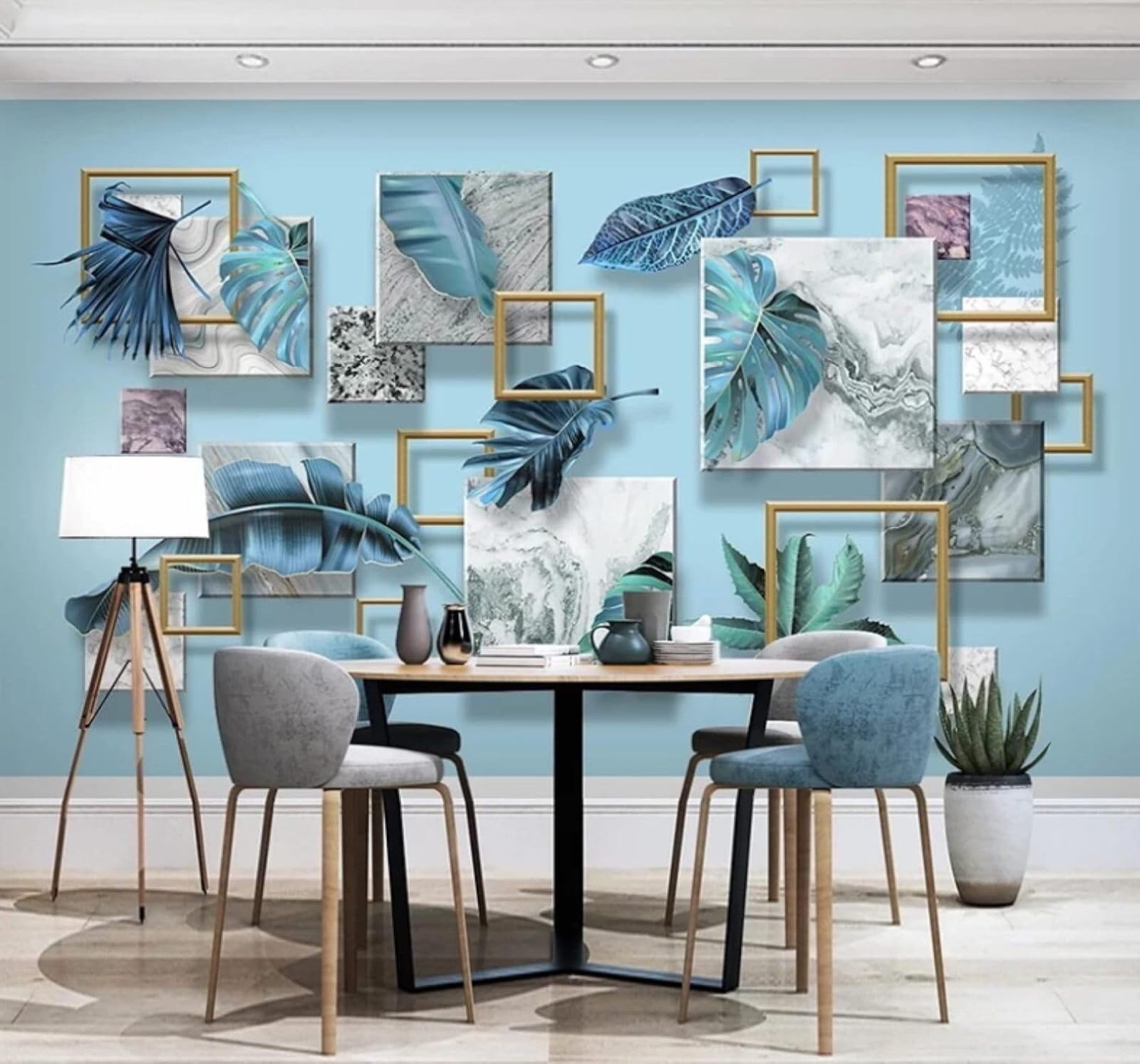 XLMING Creative Plants Leaves Three Dimensional Geometric 3D Wallpaper Luxury Home Dining Decor Paste Sofa Living Room The Wall for Bedroom Mural-400cm×280cm