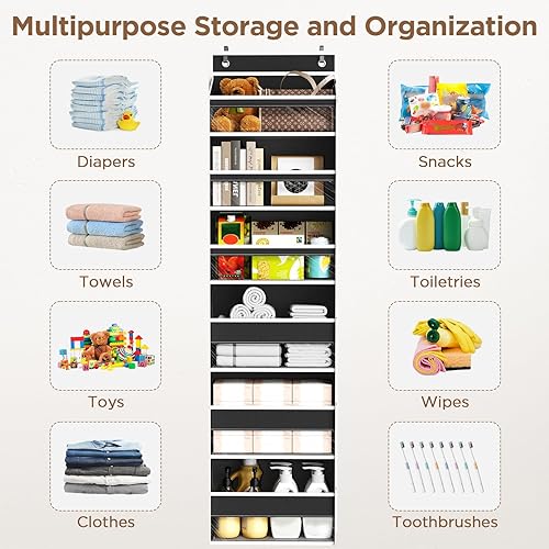 Miniatura 9 de Organizador para colgar sobre la puerta, 6 estantes para colgar en la puerta con 6 bolsillos de gran capacidad, estantes colgantes para