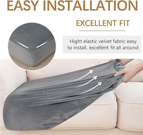 Miniatura 4 de hyha Fundas de cojín de terciopelo para sofá, fundas elásticas para sofás modulares en forma de L, fundas para tumbonas, fundas de asiento de