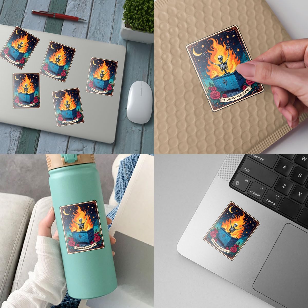 (3Pcs) The Emotional Dumpster Fire Tarot Sticker, This Little Light of Mine Dumpster Fire Sticker, Emotional Support Funny Gifts - Stickers for Laptop Water Bottle Phone Car Window Helmet 3" image 4
