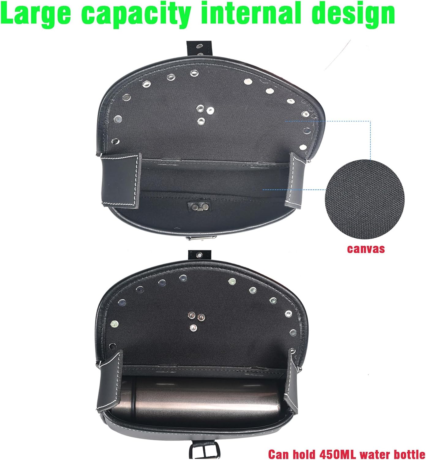 Motorcycle SaddleBags|Pvc Faux Leather Saddlebag|Waterproof Side Swing ArmBags|Side Tool Bag |Universal Storage Tool Bag for Motorbike|Black belt|Black10|Right belt| Left