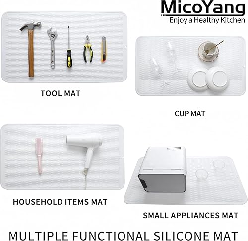 Miniatura 136 de Tapete de silicona para secado de platos para múltiples usos, fácil de limpiar, ecológico, resistente al calor, tapete de silicona para encimera