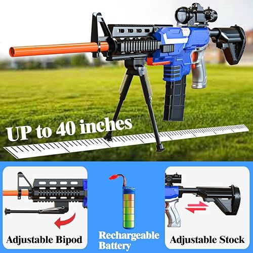 Miniatura 4 de Vioofun Pistola de juguete para pistolas Nerf, balas, rifle de francotirador automático, 3 modos de pistola de espuma de juguete con chaleco