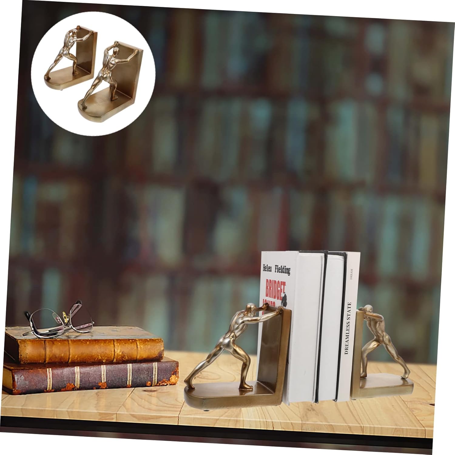 VOSAREA Modern Decorative Bookends Creative Resin Artware Non-Skid Heavy Duty Holders for Books Stylish Office Decoration Elegant Geometric Design 2-Piece Set