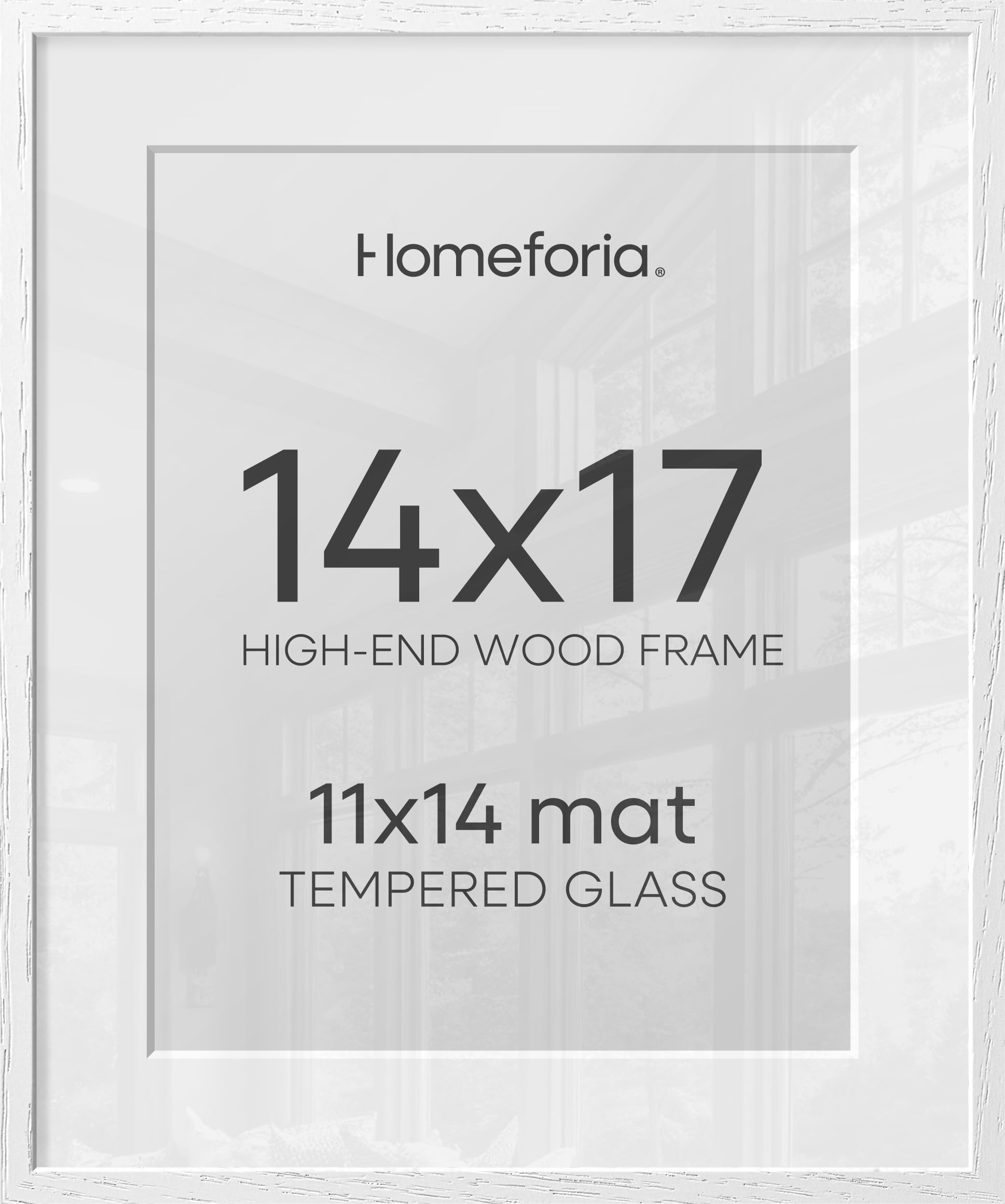 Homeforia 14x17 White Oak Picture Frame, High-End Wood, 11x14 Mat, Glass | High End Solid Oak Wood, Tempered Glass, Acid-Free 11x14 Removable Mat, 14x17 Edge-to-Edge Display 17x14, Wall Kit, Set Of 3