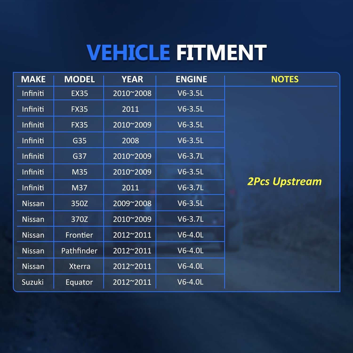 MAXFAVOR 2Pcs Upstream Oxygen O2 Sensor Replacement for 2011 2012 Nissan Frontier Pathfinder Xterra Suzuki Equator 4.0L,for 2009 2010 Infiniti EX35 FX35 G37 M35 Nissan 350Z 370Z 3.5L 3.7L 234-9036 X2