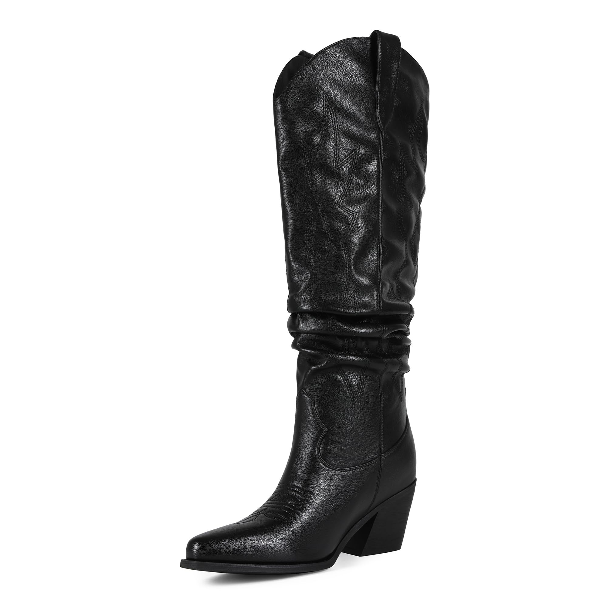 Cowboy Boots for Women Slouchy Knee High Cowgirl Boots Pointed Toe Western Cowboy Pull on Boot Fall Winter