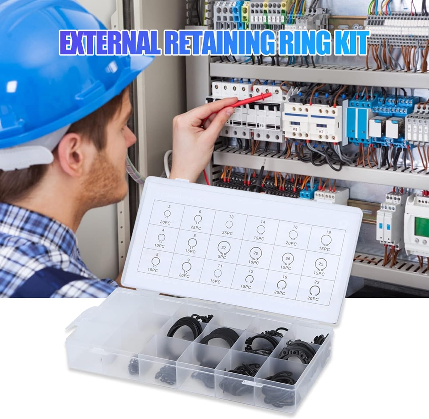 300Pcs External Retaining Rings Set, 2 To 32Mm E Clip Snap Circlip Kit, Bearings Gears Pulleys Retention External Retaining Rings Assortment Set With Storage Box