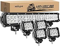 Nilight ZH003 20" 126W Spot Flood Combo LED Light Bar + 4x 4" 18W Spot LED Pods for Jeep Wrangler Trucks Off-Road IP67 Waterproof