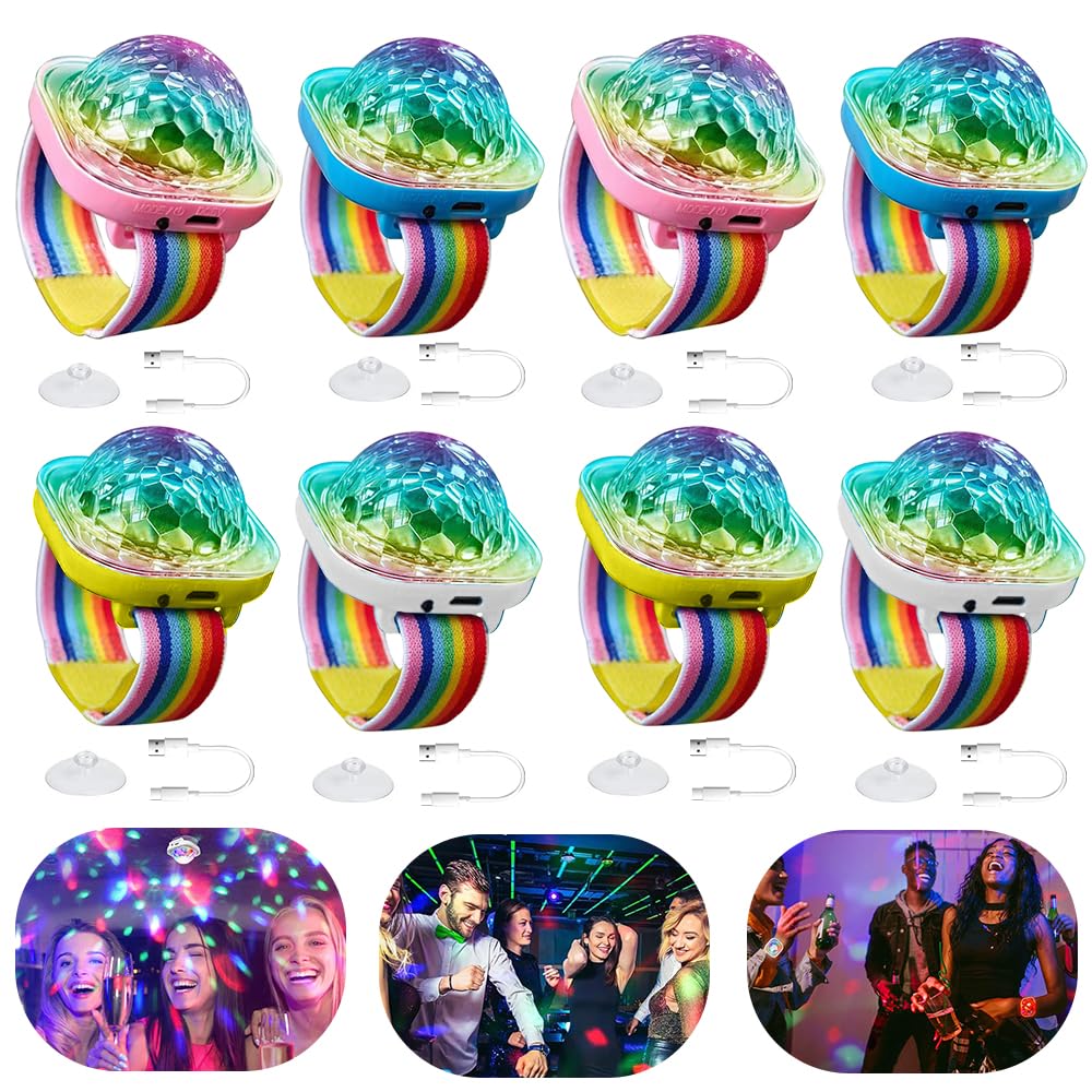 4 Piezas Pulsera Luminosa LED, Luces Discoteca Luces de Bola de Fiesta, luz de discoteca para niños, fiesta de coche,bailar en el coche,DJ Club Discokugel Armband Partylicht