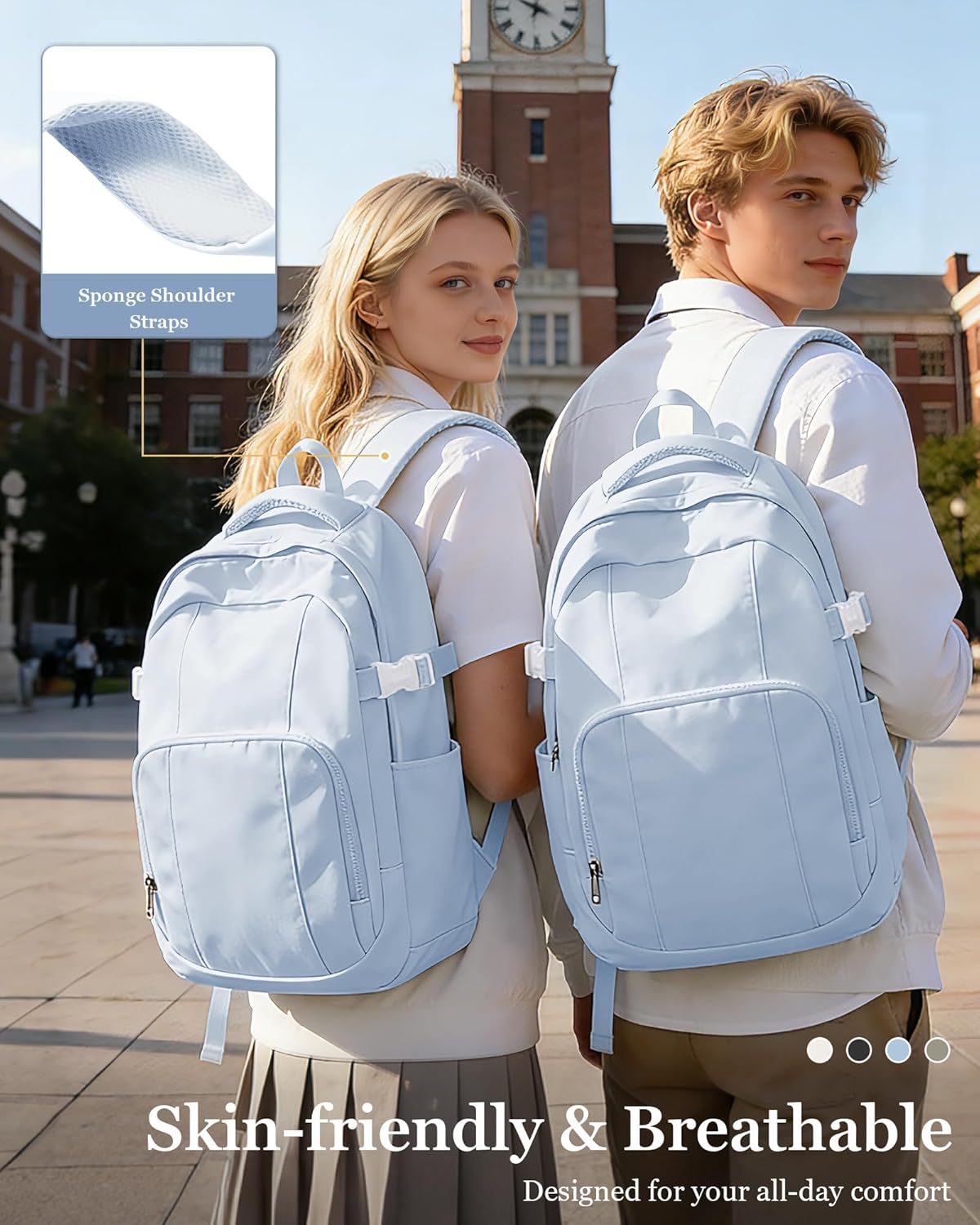 Cute Backpacks for School Women Men, Lightweight Casual Daypack College Backpack,Simple Middle Students Bookbag, Waterproof High School Bag for Teens Girls Boys(blue) - Image 6