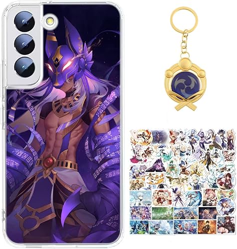 Genshin Impact Cyno - Funda para Samsung Galaxy A32 5G con llavero Vision y 50 calcomanías, funda de silicona suave transparente de dibujos animados