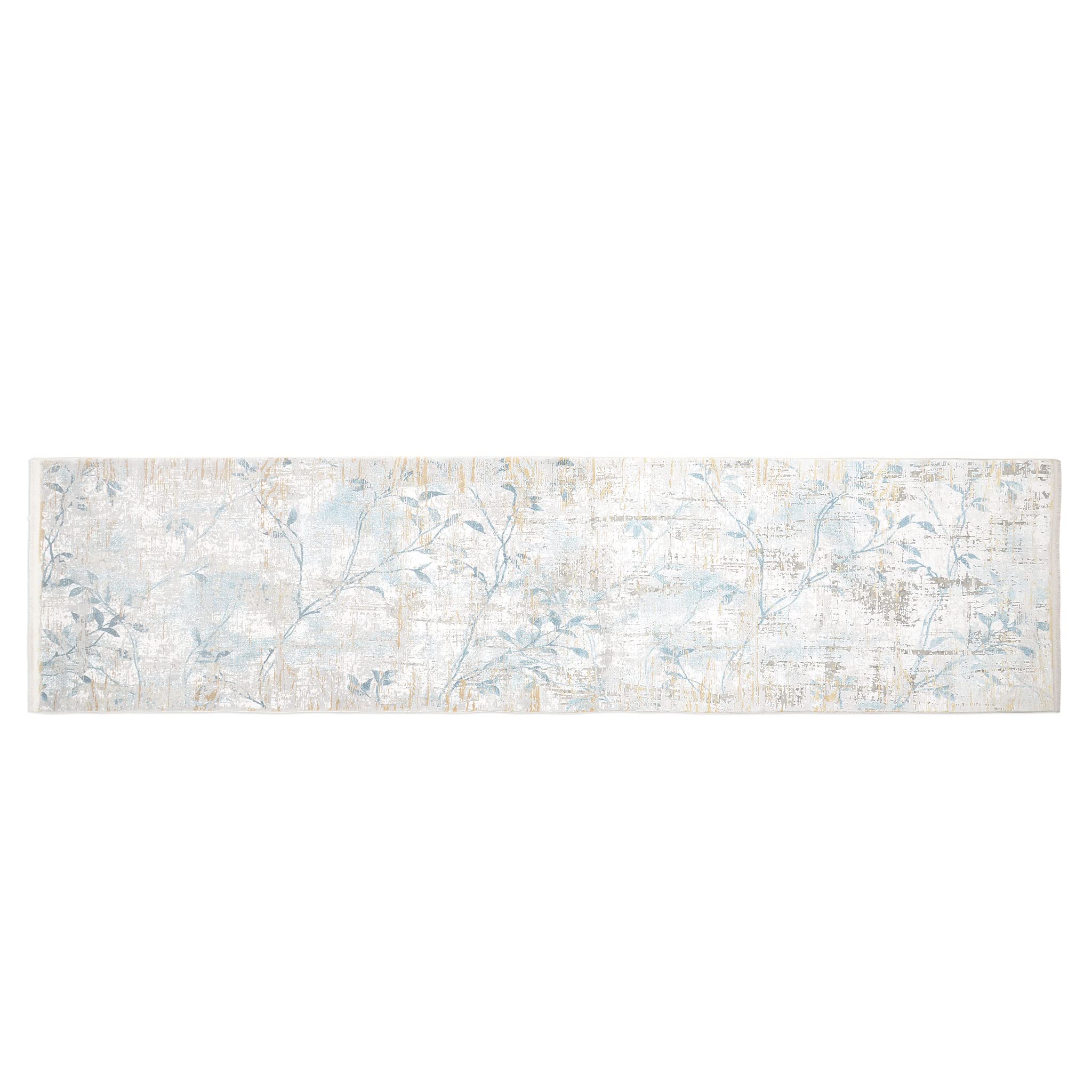 Tapis Kelly 080x300 cm gris et bleu : sublimez votre long couloir avec élégance