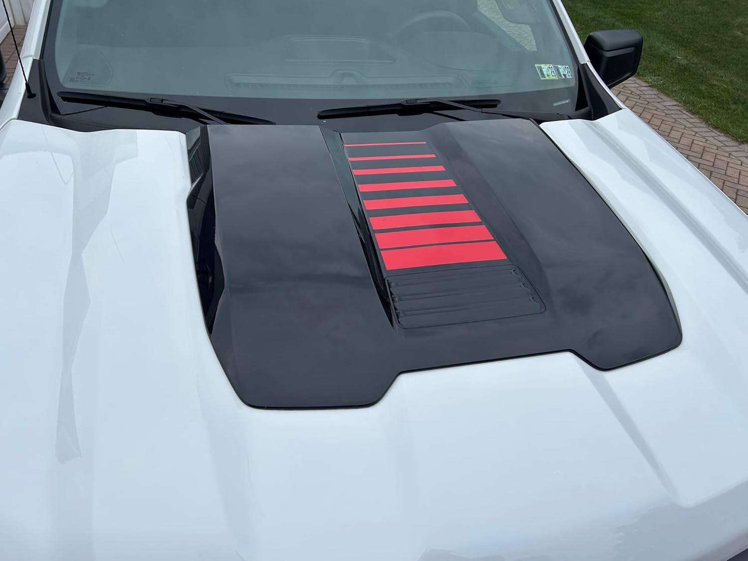 Chevy Silverado Red Fade Stripes Center Hood Scoop Decal 2022-2026