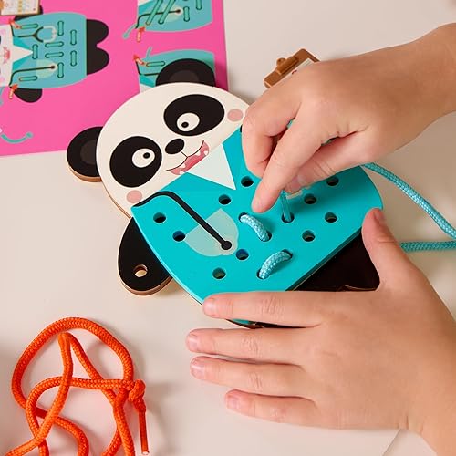 Miniatura 3 de Battat Education Juguete de madera con cordones - Juguete de cordones y enhebrado - Juguete Montessori con cordones - Animales con cordones - 3 años