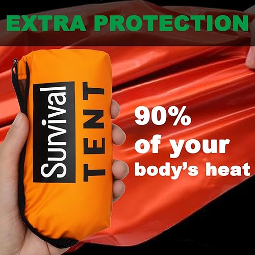 Miniatura 4 de Kit de tienda de campaña de supervivencia, protección para todo tipo de clima para camping, senderismo y supervivencia, incluye silbato de emergencia