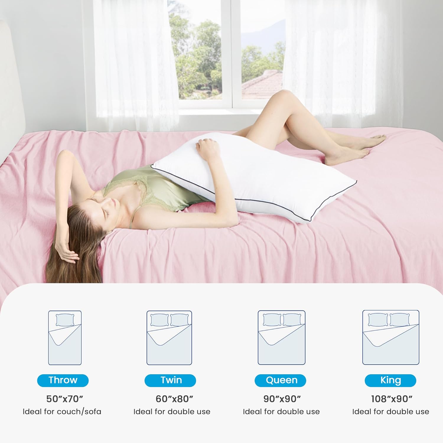 HYLEORY Cooling Blankets for Hot Sleepers, Cool Summer Blanket Keep Body Cool for Night Sweats Double Sided Lightweight Breathable Blanket for Bed Couch Sofa, King (108"x90"), Pink - Image 5