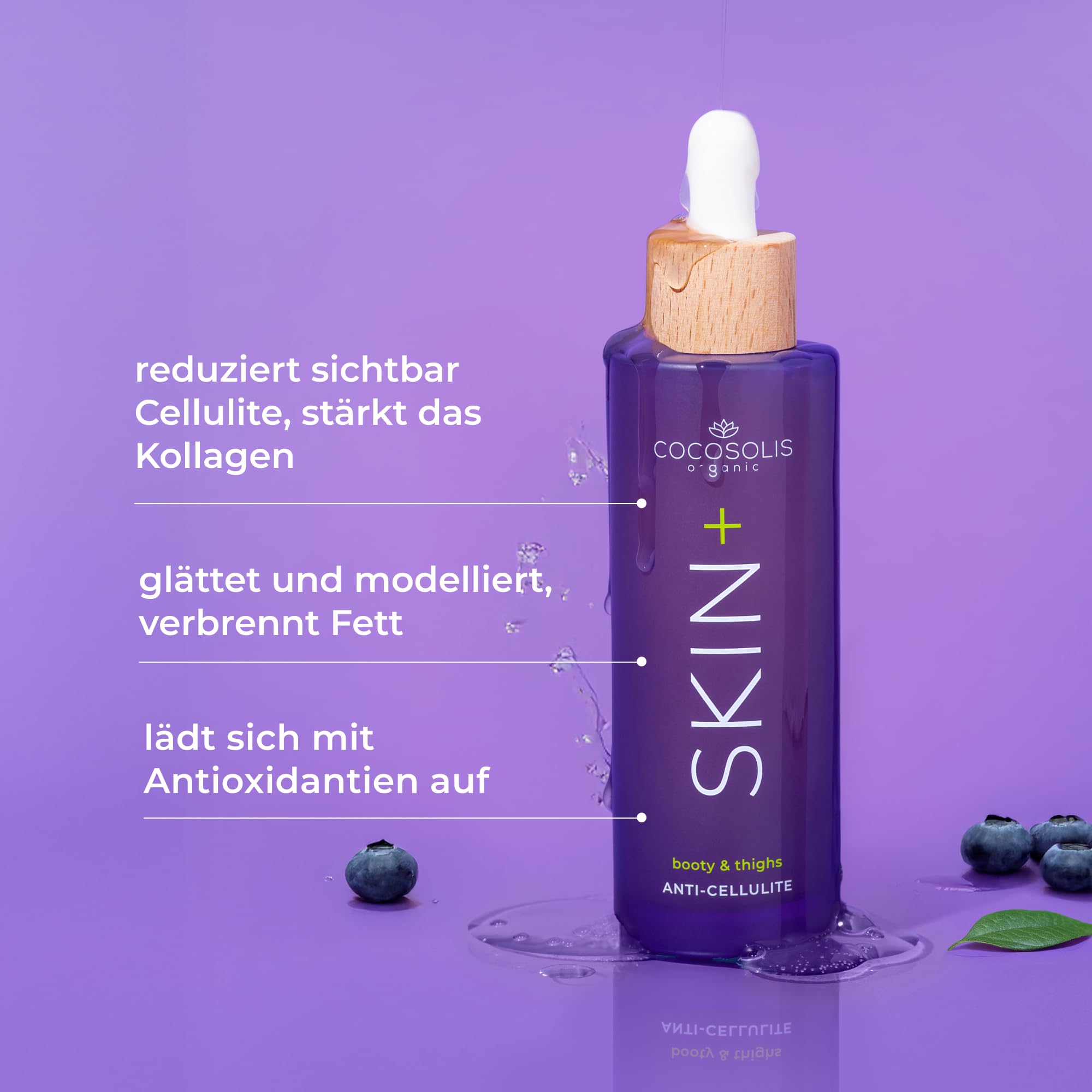 COCOSOLIS SKIN+ Anti-Cellulite Serum-Konzentrat für sichtbare Hautstraffung, Reduktion der Orangenhaut und Glättung.der Haut am Bauch und an den Beinen