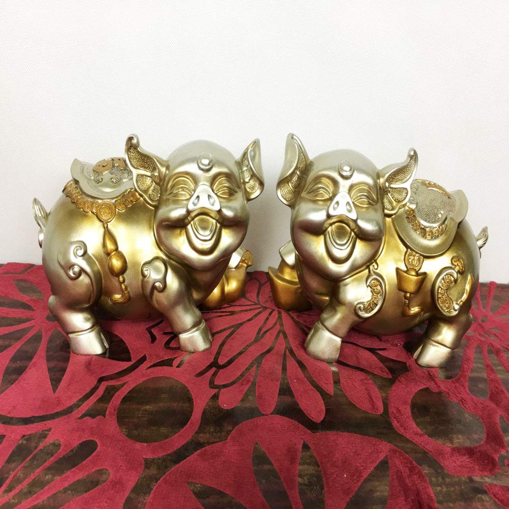 Cadeau de couple idéal : duo de cochons mignons en résine pour collectionneurs et amateurs de déco