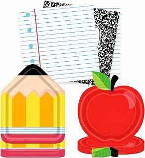 52 Pcs Preschool Graduation Party Supplies Apple Paper Plates & Napkins | for Pre-K Graduation Back to School Classroom Party